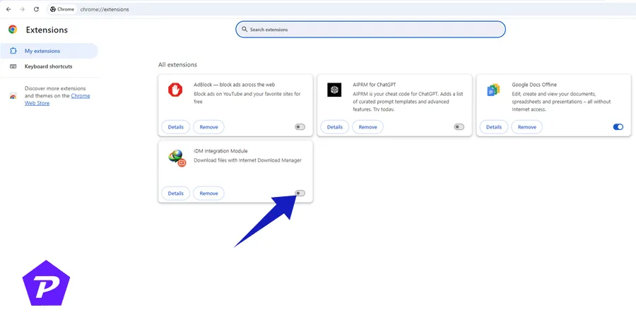 Habilitar la extensión IDM en Chrome
