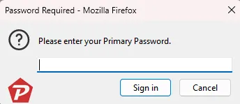 確認 Firefox 中的主密碼重置