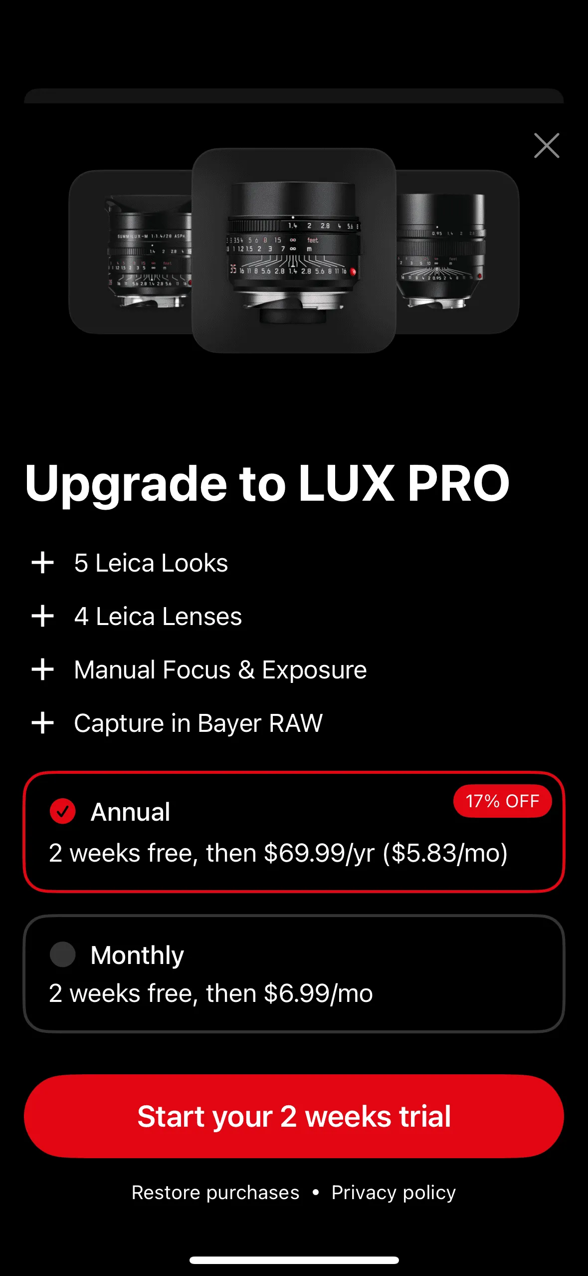 Leica App Pricing