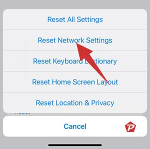 restablecer configuración de red de iphone