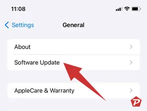 opción de actualización de software de iphone