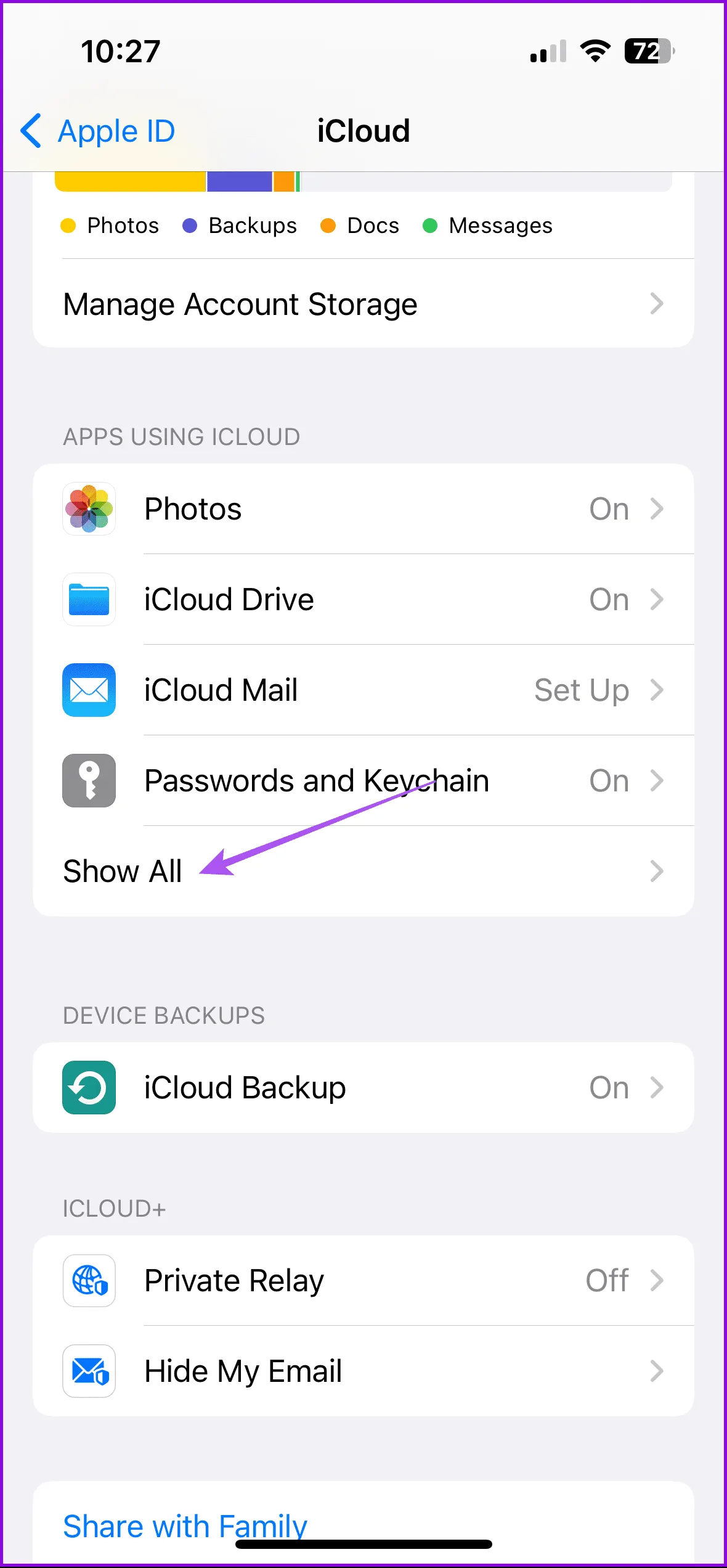 모든 icloud iphone 표시