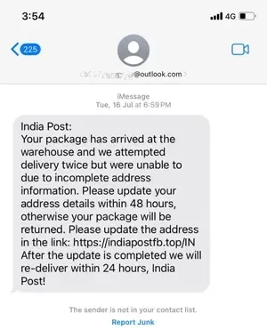 Betrug mit gefälschten SMS der India Post