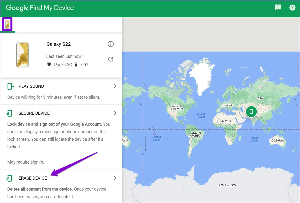 Restablecer el teléfono Samsung con Buscar mi dispositivo