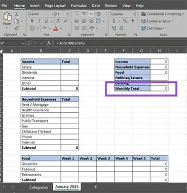 Create a Monthly Budget Tracker in Excel Manually 11