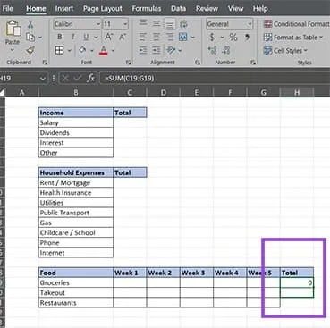 Create a Monthly Budget Tracker in Excel Manually 6