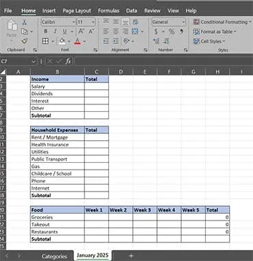 Create a Monthly Budget Tracker in Excel Manually 8