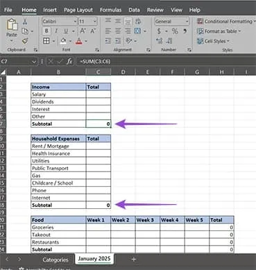 Create a Monthly Budget Tracker in Excel Manually 9