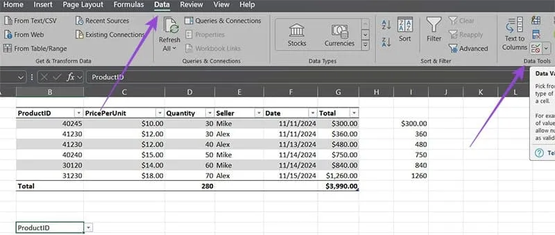 Data Validation from a Table via INDIRECT 1