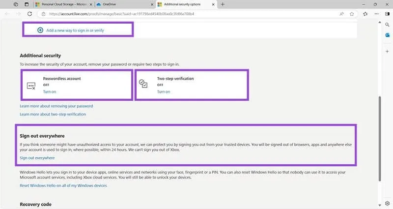 Configurar y desactivar el almacén personal en OneDrive vaciando y cerrando sesión Paso 10