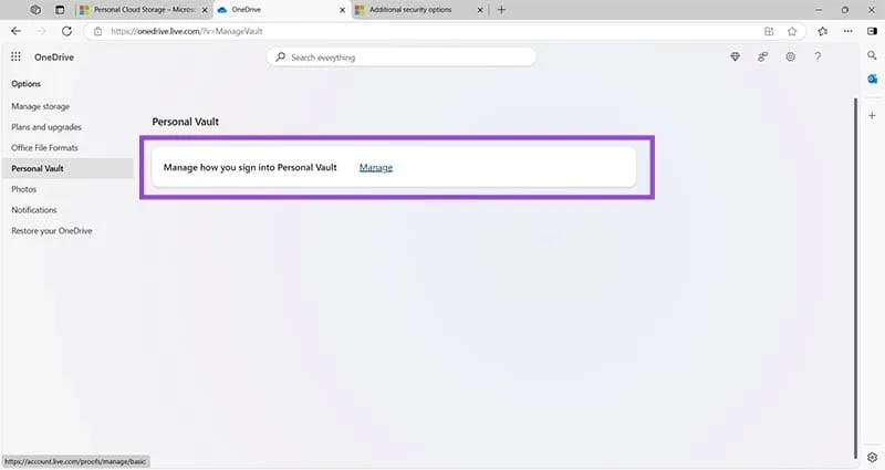 Configurar y desactivar el almacén personal en OneDrive vaciando y cerrando sesión Paso 9