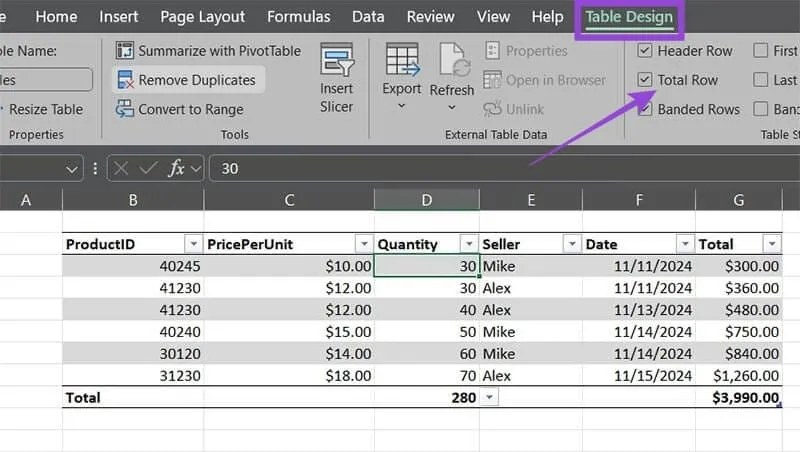 Summing and Partially Summing a Column