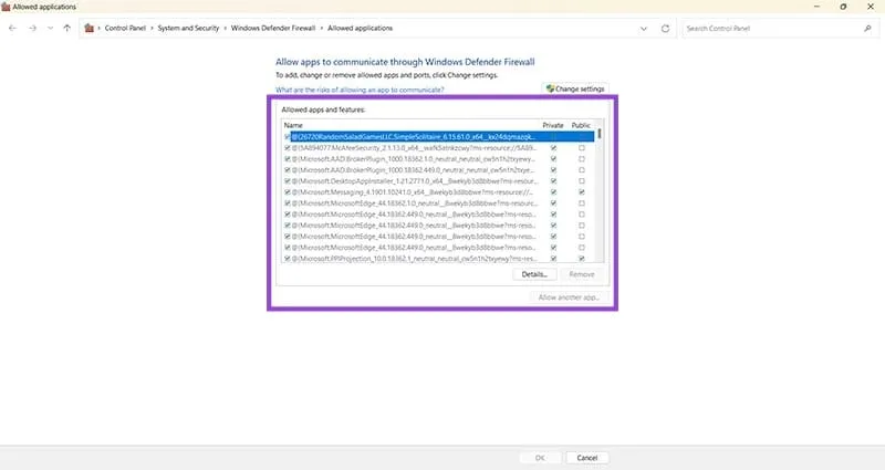 Configuración de permisos del firewall